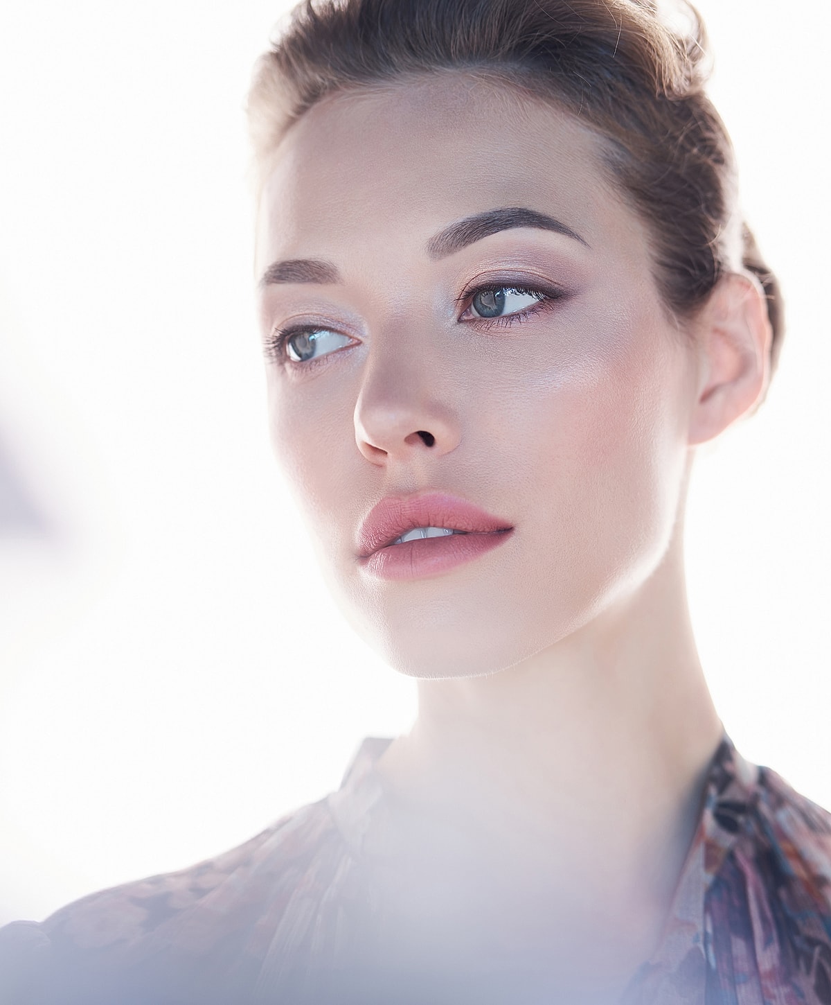 Close-up of a woman's natural beauty and makeup.